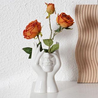 OEM Jarr&oacute;n De Cer&aacute;mica Con La Figura De Un Rostro Femenino, De Estilo N&oacute;rdico Minimalista Y Moderno, Con Forma De Busto - 18 Cm -crezuo