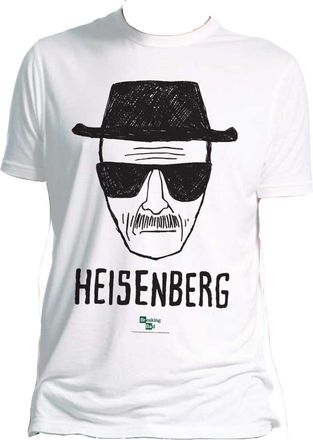 Breaking Bad Mens Heisenberg Regular Fit Round Collar Short Sleeve T-Shirt, White, Medium