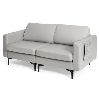 Costway Costway Modern Sofa Couch Loveseat 2-3-Seater Sofa Seat Upholstered Padded Cushions in Grey