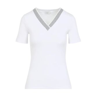 PESERICO Tops, Dames, Wit, M, Katoen, T-shirt Costina