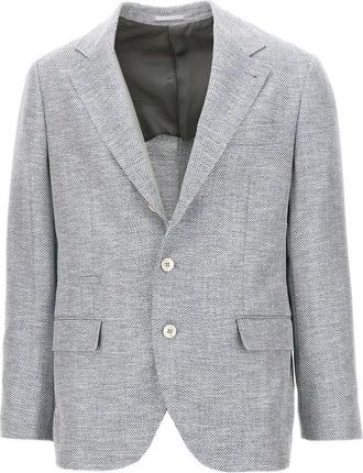 Brunello Cucinelli Blazer decostruito in lana- alpaca e seta chevron - - Jackets - Uomo - Grigio - M