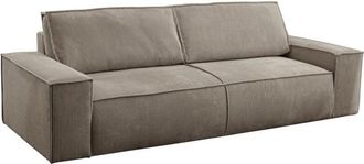 Vente-Unique Vente-unique - Divano letto 4 posti in Velluto a coste Tortora - amelia