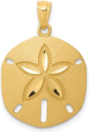 Diamond2Deal 14k Yellow Gold Satin Diamond-cut Sand Dollar Pendant