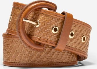 Cole Haan Womens Raffia Textured Belt - Beige Size XS