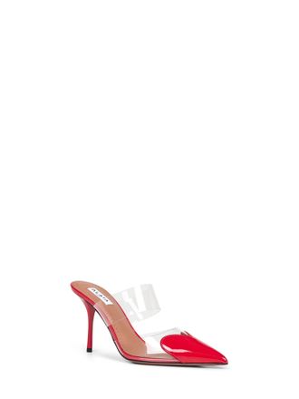Alaia Womens Red Pvc And Patent Leather Mules Calf Sandal