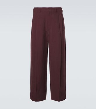 Christophe Lemaire Pantalones anchos de gabardina plisados