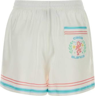 Casablanca Womens White Silk Shorts Dancejoy Exterior