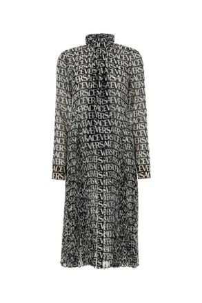Versace Black Printed Crepe Shirt Dress