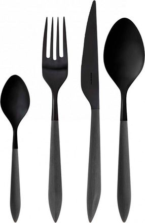 Bugatti Ares Black Diamond, Posate Set 24 Pz, Scatola Window, Casa Bugatti - Colore: Nero