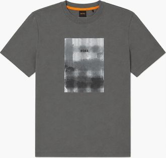 HUGO BOSS Mens BOSS Brokenice Graphic T-Shirt Grey - Black - Size: 40