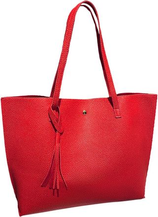 Generic Large Tote Bag with Zipper WomenS Soft Faux Leather Tote Shoulder Bag From Big Capacity Tassel Handbag High Capacity Pu Tassel Shoulder Bag For WomenS