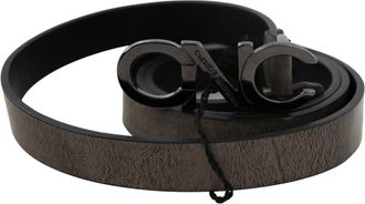 Costume National Womens Dark Brown Leather Letter Logo Buckle Belt