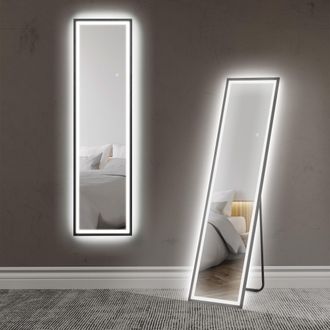 HOMCOM 150 X 40cm Full Length Mirror W/ Adjustable Lights Metal Frame Black | TJ Hughes