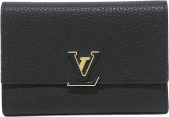 Louis Vuitton Black Hot Pink Leather Middle Wallet (Tri-Fold) (Pre-Owned)