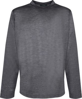 Zanone Light Wool T-Shirt - Heren - Longsleeves - Grijs - M - Wol - Tops