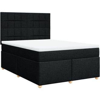 vidaXL Vidaxl - Cama Box Spring Con Colch&oacute;n Tela Negro 160x200 Cm