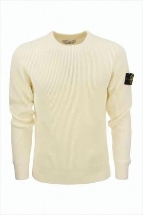 Stone Island Ribbed Knit Sweater With Crew Neckline