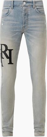 Amiri Mens Staggered Logo Skinny Jeans Light Blue - Size: 32/33/34/32