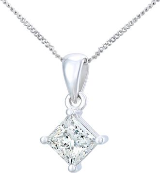 Jewelco London 18ct White Gold Princess 1ct Diamond Solitaire Necklace 18 - PP0AXL4839W18JPK
