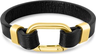 Bruno Magli Mens Structured Leather Bracelet, Gold