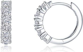 Lafonn Bella Pav&eacute; Simulated Diamond Huggie Hoop Earrings in Silver at Nordstrom