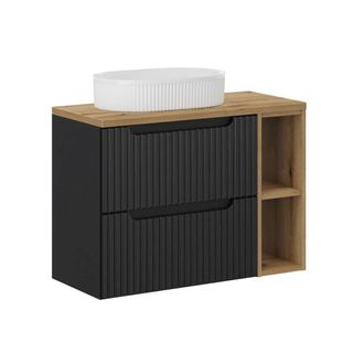 Petits Meubles Mueble lavabo individual 80cm paneles mdf negro y madera