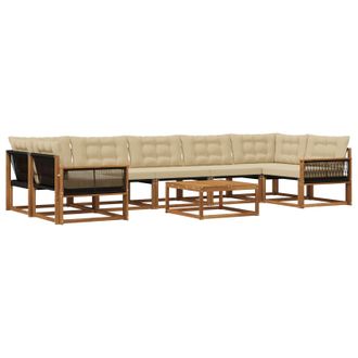 vidaXL Conjunto De Sof&aacute;s De Exterior Con Coj&iacute;n 8 Pcs Natural Y Beige Vidaxl