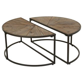 Wanderlust Deco Wanderlust Deco - Mesa De Centro Set 2pzas De Madera Y Metal Marron 91x45,5x40,5