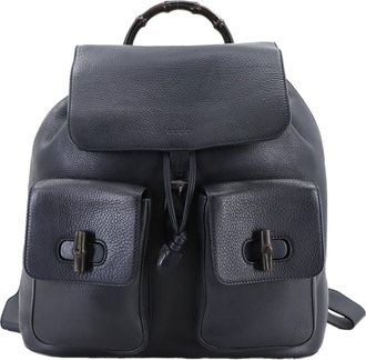 Gucci Navy Leather Backpack (Pre-Owned)