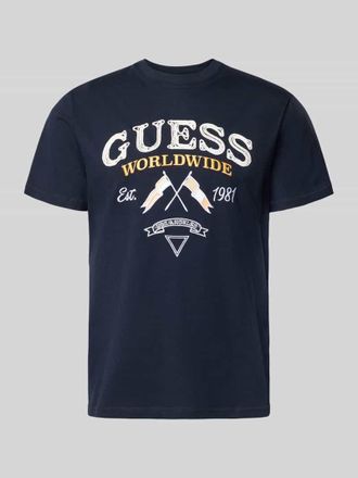 Guess T-Shirt mit Rundhalsausschnitt und Label-Stitching in Marine, Gr&ouml;&szlig;e XXL