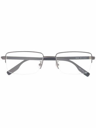 Montblanc matte-effect rectangle-frame glasses - men - Metal (Other) - 57 - Grey