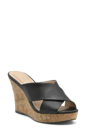 Charles by Charles David Latrice Cork Wedge Sandal in Black-Sm at Nordstrom Rack, Size 7.5