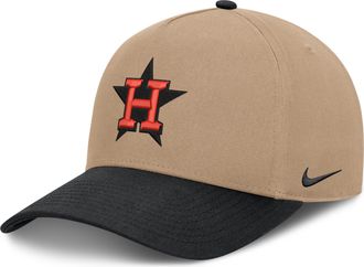Nike Houston Astros Rise Nike Mens MLB A-Frame Trucker Adjustable Hat in Brown | NB1D0A3UHUS-TZD