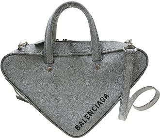 Balenciaga Triangle Leather Silver Leather Handbag (Pre-Owned)