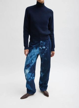 Tibi Denim Tuck Jean In Tie Dye Blue