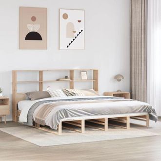 vidaXL Vidaxl - Cama Con Estanter&iacute;a Sin Colch&oacute;n Madera Maciza 180x200 Cm