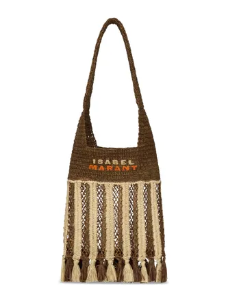 Isabel Marant Rectangular Raffia Bag with Decorative Tassels