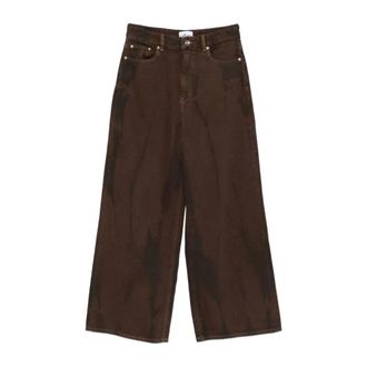 Ganni Wide Jeans, female, Brown, Size: W27 Wide Leg Cropped Jeans