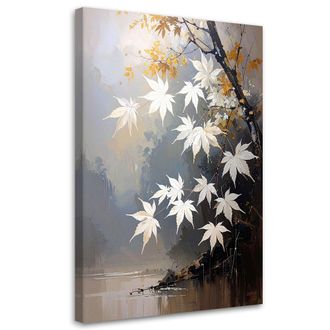 Feeby Cuadro Sobre Lienzo Hojas De Arce Blanco-beige 70x100