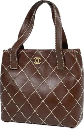 Chanel Pre-owned Handbags, female, Brown, Size: ONE SIZE Pre-owned Wild Stitch Tote Bag