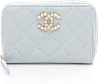 Chanel Blue Leather Coin Purse/Coin Case (Pre-Owned)