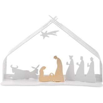Alessi Bark Crib BM09 w - Presepe di Design in Resina e Acciaio Inossidabile con Particolari Dorati, Bianco - Alessi