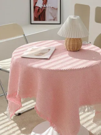OEM Mantel De Encaje, Mantel Hecho A Mano, Mantel De Encaje De Algod&oacute;n A Crochet, Panal De Abeja, Azul Y Blanco [mesa Redonda], 130130 Cm