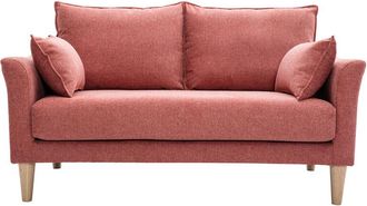 Miliboo Divano scandinavo 2 posti in tessuto effetto velluto testurizzato color terracotta e legno chiaro kate