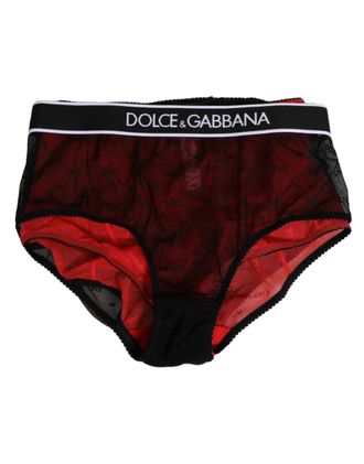 Dolce & Gabbana Black Red Nylon High Waist Girdle Womens Underwear
