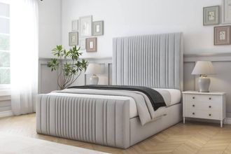 Comfort Beds The Foxy Plush Bed Frame - 50 Upholstered Headboard in Silver | Size: Single