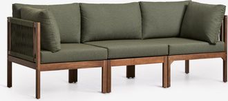 Sklum Sof&aacute; Modular De Jard&iacute;n De 3 Piezas Con Reposabrazos En Madera De Acacia Branson Sklum