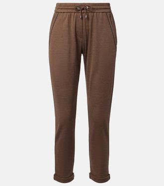 Brunello Cucinelli Embellished cotton-blend sweatpants