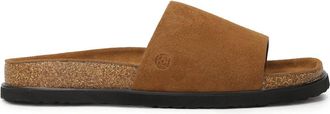 Kazar Bruine su&egrave;de teenslippers op een kurken zool - Heren - Sandalen - Bruin - 42 EU - Su&egrave;de - Schoenen