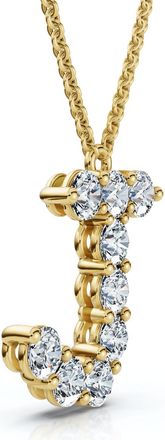 Pompeii3 1Ct Diamond Initial J Pendant 14k Gold 18 Necklace Lab Grown 5/8 Tall